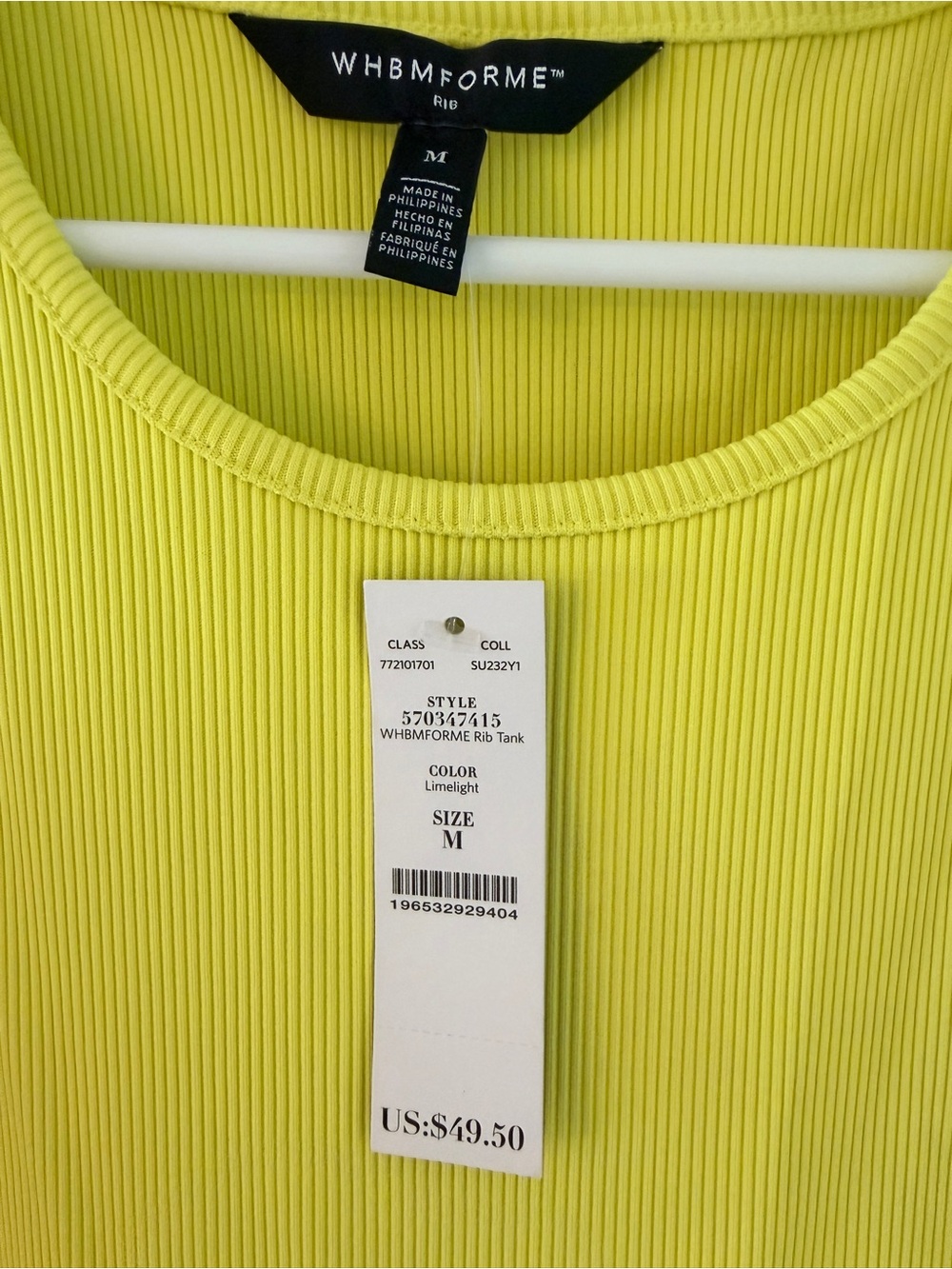WHBM Yellow Forme Ribbed Tank - Picture 5 of 10